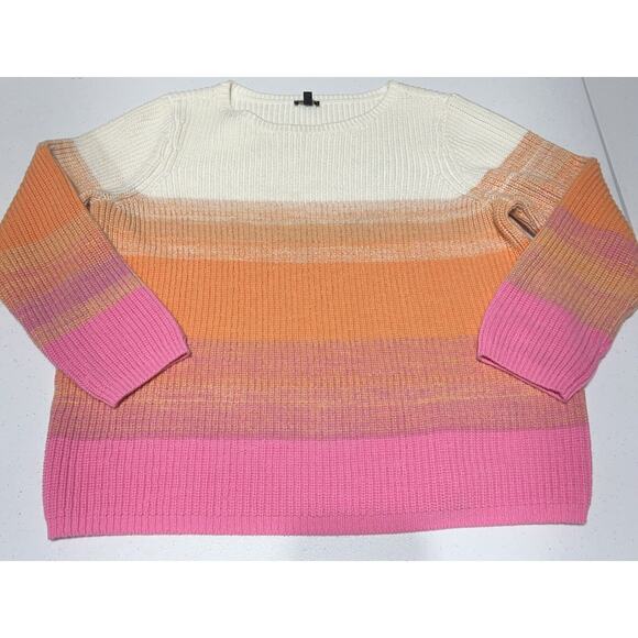 Talbots XXL SHAKER STITCH BATEAU NECK SWEATER SPRING OMBRÉ Pink plus size 2XL - Picture 7 of 8